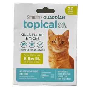 Sergeants Guardian Flea Topical For Cats 3 Months Supply 6LBS and Up NEW